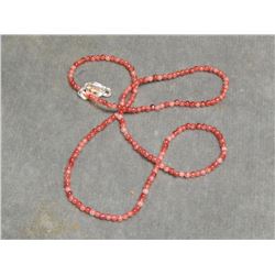 NECKLACE - .925 SILVER HAND CARVED RED JADE NECKLACE