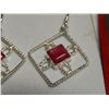 Image 2 : EARRINGS - NEW .925 SILVER - PRINCESS CUT RUBY'S - FRENCH HOOKS