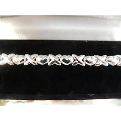 BRACLET - NEW SILVER HUGS & KISSES TENNIS BRACLET STERING SILVER - RETAIL APPOX. $150