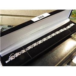BRACELET - DIAMOND STUDDED TENNIS BRACELET - KISSES & HEARTS - .75 CT  DIAMONDS - STERLING SILVER - 