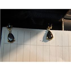 EARRINGS - 14K GOLD OVER STERLING SILVER Blue Sapphire & Diamond earrings - 4.28 CTW of Sapphires. I
