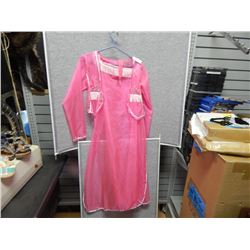 PINK W WHITE TRIM SEXY COWGIRL OUTFIT - COVER WRAP & DRESS WITH SNAPS ON SIDES