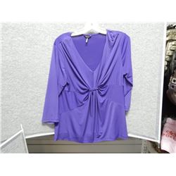 LADIES TOP - USED - DAISY FLENTES - PURPLE - L/S DRESSY - SIZE X-LARGE