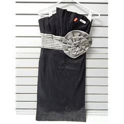 Med Daisy Strapless Black with silver bow cocktail dress