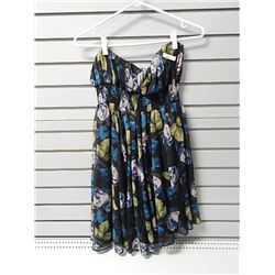 Med Strapless Blue/Green patterned dress