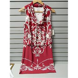 Sz 4 Suzi Chin Sleeveless red flowered pattern