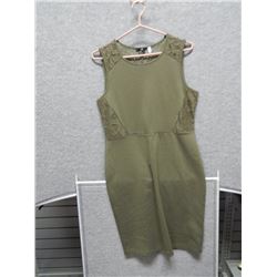 LADIES DRESS - USED - H.M. - GREEN - LACE THROUGH BACK - SIZE MEDIUM