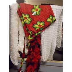 Scarves - black/red boa; 2 white; 1 tropical =4