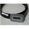 Image 1 : Turquoise/Navy Rhinestone Buckle Belt