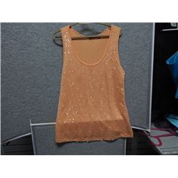 TANK TOP - SEQUINS - PEACH - SZ 1X - SLEEVELESS -