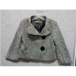 JACKET - (TAG CHECK CANT READ BRAND!)  SOUTHLY COLLECTION - WHITE AND BLACK CHECKERBOARD PATTERN - S