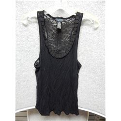 TOP - DEX - BLACK WITH LACE BACKING ZIPUP - SIZE L