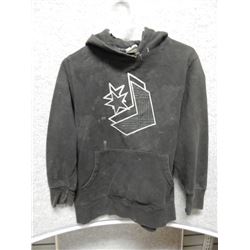 SWEATER MENS - CONVERSE - BLACK HOODIE WITH FRONT POCKET AND STAR PICTURE - SIZE S