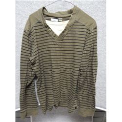 SHIRT MENS - GEORGE - GREEN AND BACK STRIPED SHIRT - SIZE M