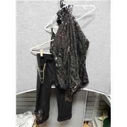 COSTUME -  WOMANS - SEQUIN TOP AND BLACK PANTS SET - SIZE L
