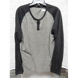 SHIRT MENS - w ONE (TAG WORN OFF) - GRAY WITH BLACK ARMS LONG SLEEVE - SIZE L