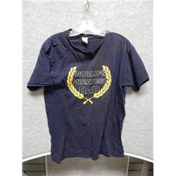 SHIRT MENS - (NO TAG) - NAVY BLUE "WORLD'S GREATEST DAD" - SIZE G