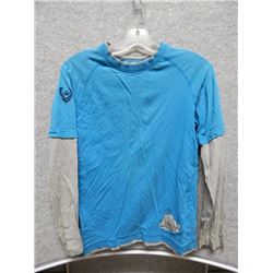 SHIRT CHILDREN - VIBRATIONS - BLUE AND GRAY LONG SLEEVE SHIRT - SIZE 14/16
