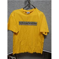 SHIRT MENS - ESP - YELLOW SHORT SLEEVE "MUST BE THIS TALL TO RIDE" - SIZE L