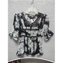 DRESS CHILDREN - NEWBERRY - PURPLE BLACK AND SEQUINE DESIGN WITH FLOWER - SIZE 16