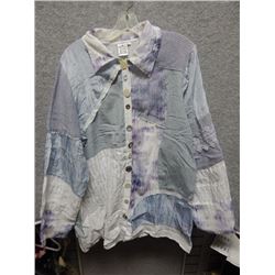 SHIRT WOMANS - PARSLEY& SAGE - BLUE PURPLE WHITE MULTI COLOUR BUTTON UP TOP - SIZE 1X