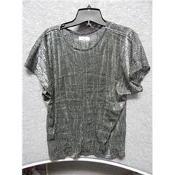 SHIRT WOMANS - (NO TAG) - SILVER BLACK GLITTERY SHIRT - SIZE (NO TAG) M