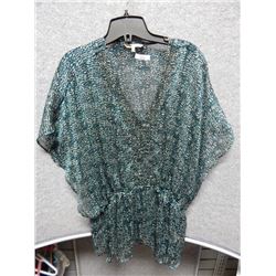 SHIRT WOMANS - RO&CO - GREEN WHITE BLACK SEE THROUGH TOP - SIZE M