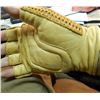 Image 2 : LEATHER & KNITTED FINGERLESS GLOVES - SMALL - 1 PR -GOLD