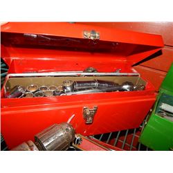 METAL TOOL BOX & TOOLS - RED