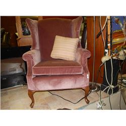 PINK UPHOLSTERED WING BACK ARM CHAIRS – AS-IS