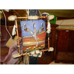PAINT ON LEATHER NATIVE PICTURE /SQUARE DREAM CATCHER - 19" x 22"