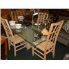 Image 1 : DINING TABLE WITH FOUR CHAIRS - GLASS TOP WITH FAUX MARBLE BASE