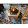 Image 1 : HEXAGON OAK AND GLASS END TABLE