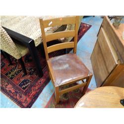 VINTAGE OAK AND LEATHER DINING CHAR