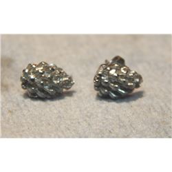 EARRINGS - SILVER - ACORN SHAPE WITH GEMS
