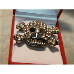 BROTCH - SKULL AND CROSS BONES - RHINESTONE ACCENTED