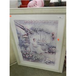 FRAMED PRINT - LADY ON BENCH - S. RACHELLE