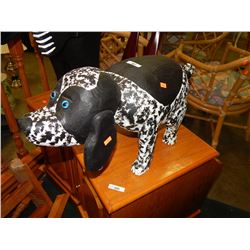 HAND CRAFTED -WOOD CARVED -FOLK ART STATUE - DOG - BLACK & WHITE - 24" L