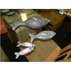 HAND CRAFTED -WOOD CARVED -FOLK ART STATUE - FISH - 4 TTL