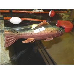 HAND CRAFTED -WOOD CARVED -FOLK ART STATUE - RAINBOW TROUT