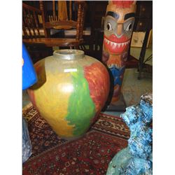 HAND CRAFTED -WOOD CARVED -FOLK ART STATUE - VASE