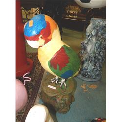 HAND CRAFTED -WOOD CARVED -FOLK ART STATUE - PARROT - 20"