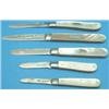 Image 1 : Five assorted mother of pearl and silver fruit knives....