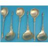 Image 1 : A set of 6 17th century style parcel gilt spoons with apostle finials....