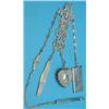 Image 1 : A Victorian cast silver chatelaine fitted with later accessories comprising a heart shaped pin cu...