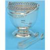 Image 1 : A George V silver sugar basket and a pair of sugar tongs....
