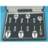 Image 1 : A cased set of 6 enamelled silver coffee spoons....