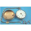 Image 1 : A George III gold pair case pocket watch with enamelled Roman dial and cylinder movement with dia...