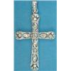 Image 1 : An 18k white gold latin cross pendant, set small diamonds...