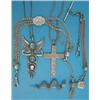 Image 1 : A silver engraved Latin cross pendant on chain, a white metal caduceus pendant set 3 moonstones,...
